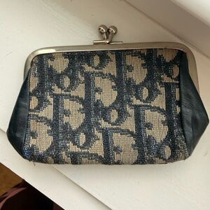 Vintage Dior Navy Monogram Clasp Wallet